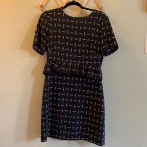 Club Monaco matchstick print navy dress - size 10